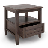 Warm Shaker Solid Wood End Table In Warm Walnut Brown