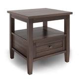 Warm Shaker Solid Wood End Table In Warm Walnut Brown