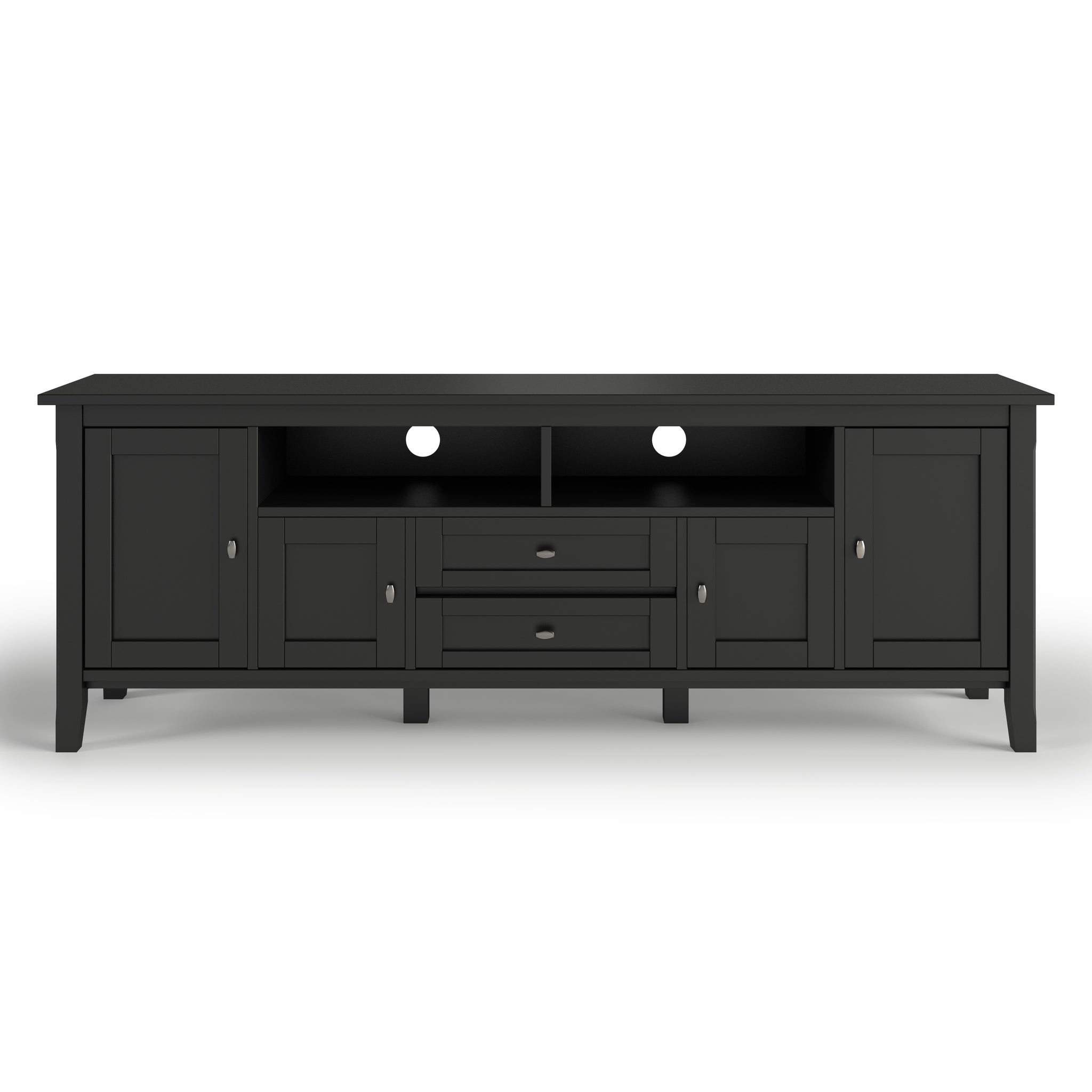 Warm Shaker Solid Wood 72 Inch Tv Media Stand In Black For Tvs Up To 80 Inches