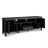 Warm Shaker Solid Wood 72 Inch Tv Media Stand In Black For Tvs Up To 80 Inches