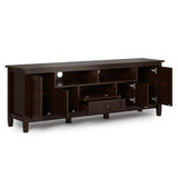 Warm Shaker Solid Wood 72 Inch Tv Media Stand In Russet Brown For Tvs Up To 80 Inches