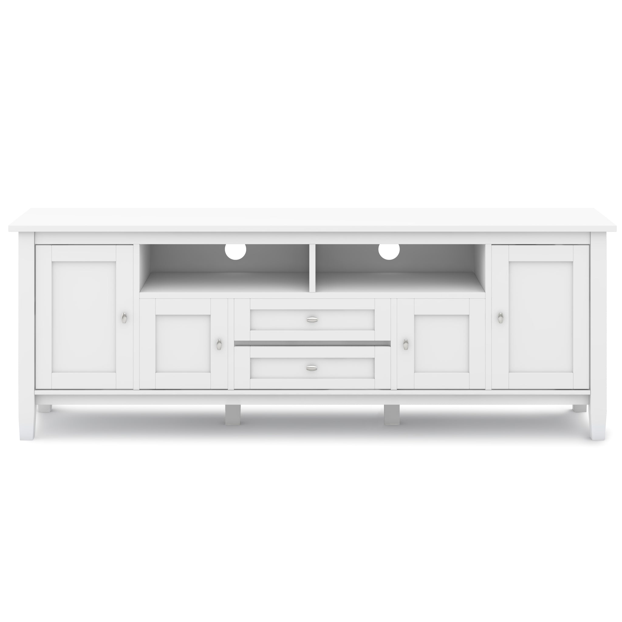 Warm Shaker Solid Wood 72 Inch Tv Media Stand In White For Tvs Up To 80 Inches