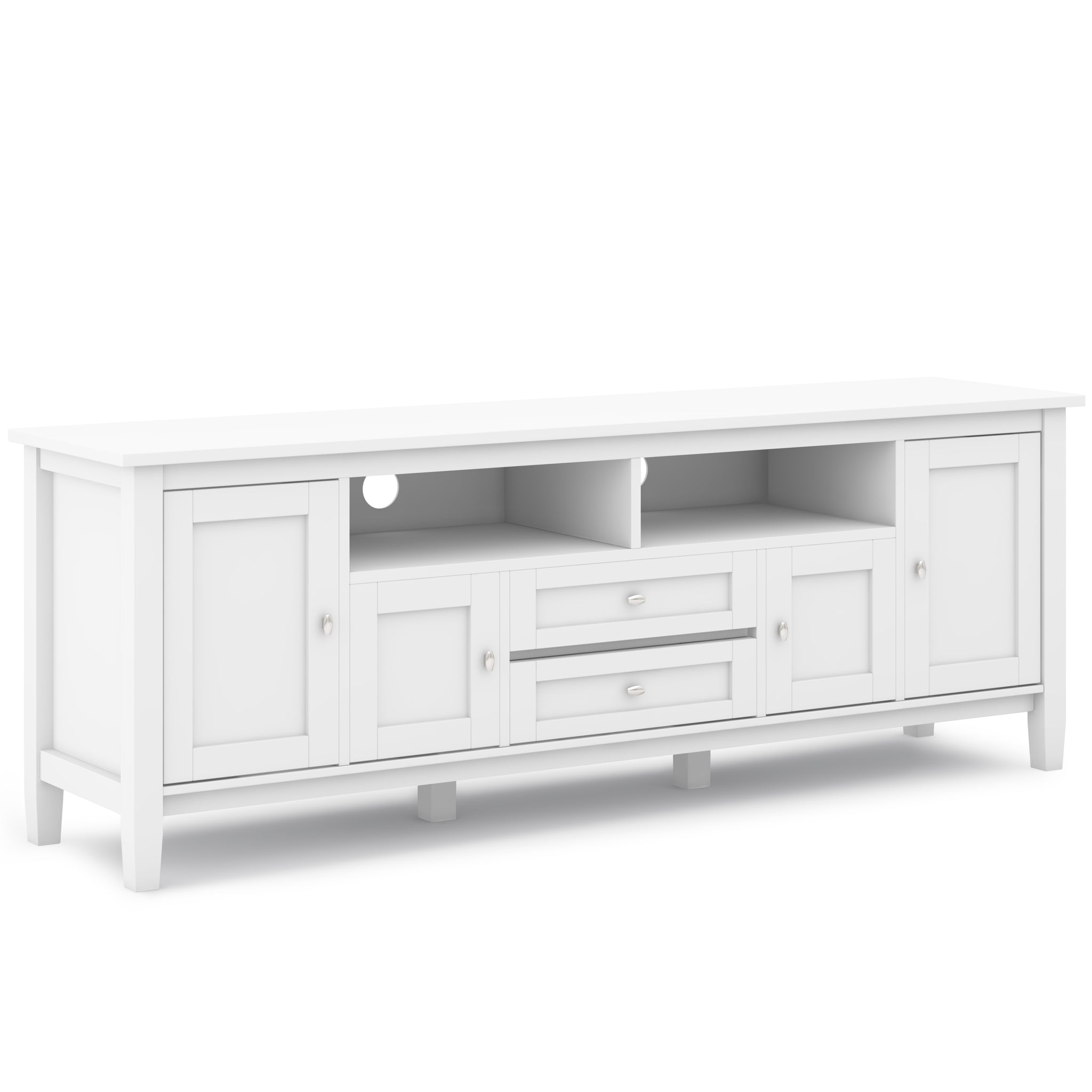 Warm Shaker Solid Wood 72 Inch Tv Media Stand In White For Tvs Up To 80 Inches