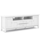 Warm Shaker Solid Wood 72 Inch Tv Media Stand In White For Tvs Up To 80 Inches