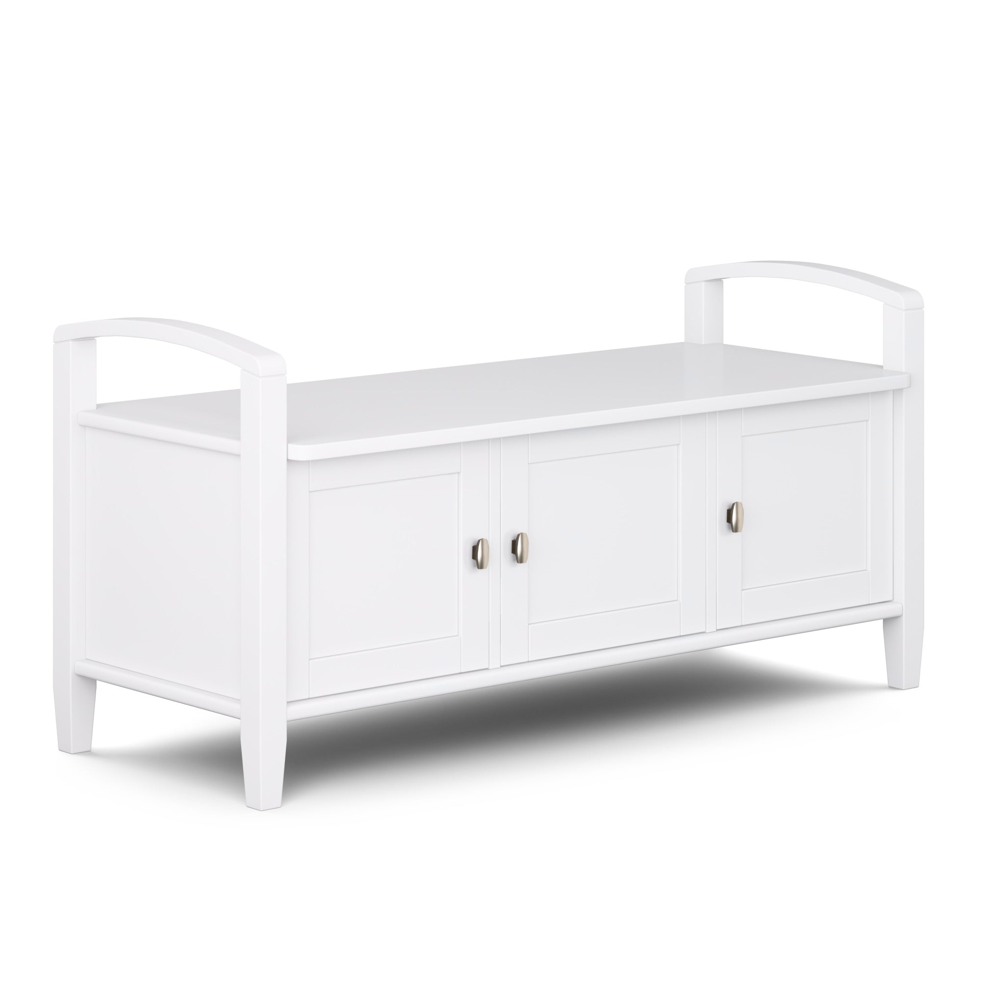 Warm Shaker Solid Wood 44 Inch Wide Transitional Entryway Storage Bench In White