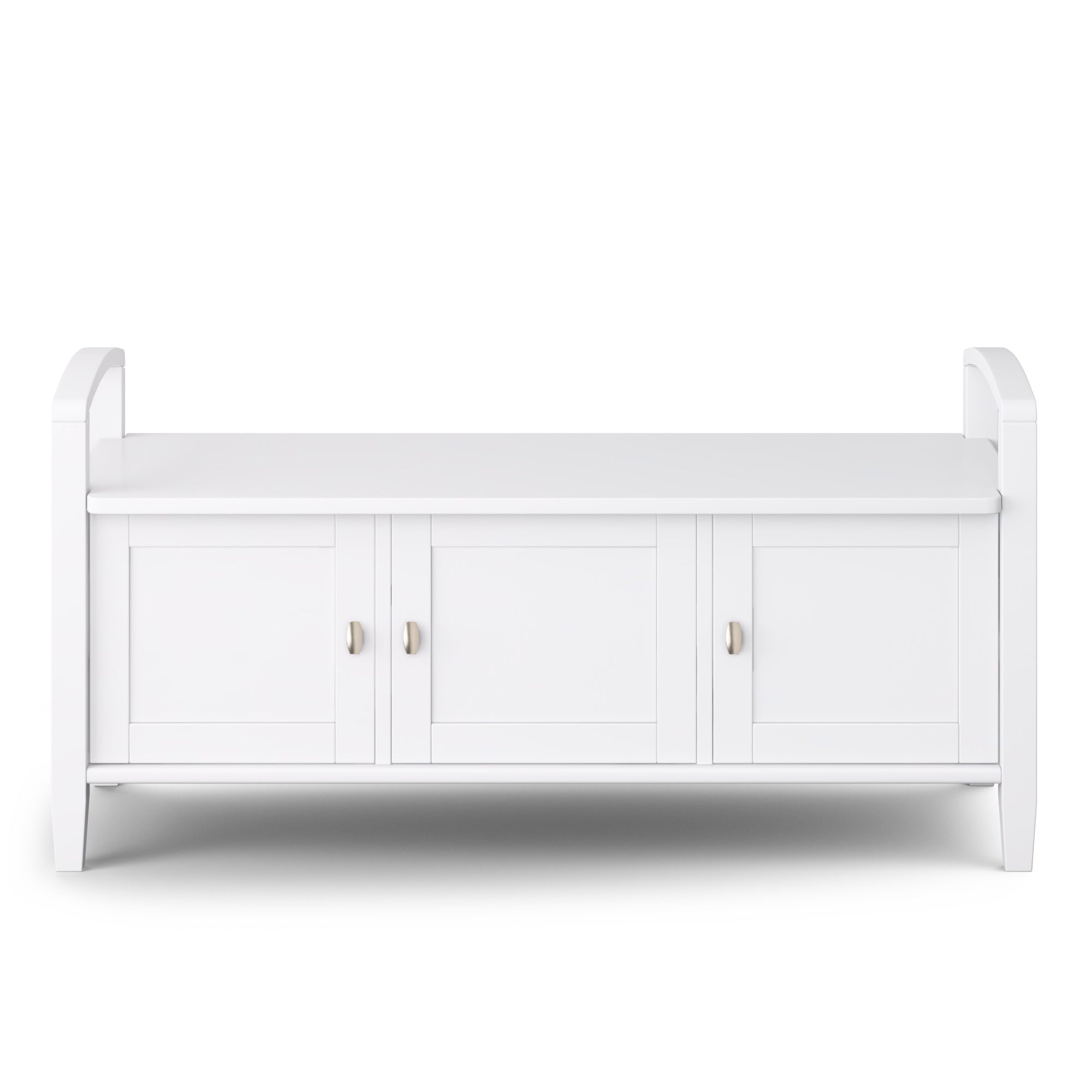 Warm Shaker Solid Wood 44 Inch Wide Transitional Entryway Storage Bench In White