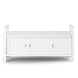 Warm Shaker Solid Wood 44 Inch Wide Transitional Entryway Storage Bench In White