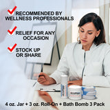 AcuPlus Ultimate Pain Relief Combo – 3 Bath Bombs + 3 oz. Roll-On + 4 oz. Jar