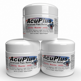 AcuPlus 4 oz Pain Relief Cream 3 Pack – Menthol Topical Analgesic for Muscle and Joint Aches. Best Value Set