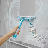 3-in-1 Window Cleaning Tool - Handheld Sprayer, Squeegee & Scrubber for Glass, Mirrors, Showers, No-Drip Design (Blue, 10-inch)