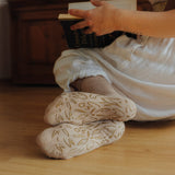 Serene Socks- Adult Organic Cotton Non-Slip Socks- 4 Seasons- Beige- 2 Pairs