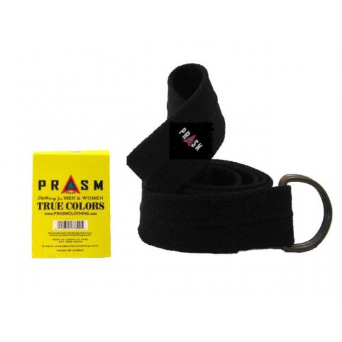 Prasm Unisex D-Ring Canvas Belt - Black - S