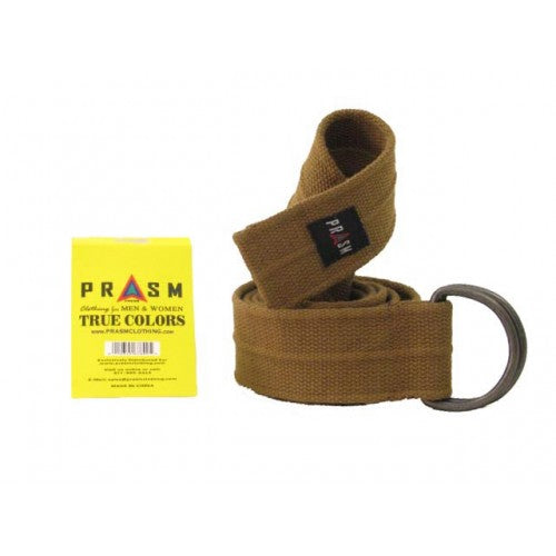 Prasm Unisex D-Ring Canvas Belt - Brown - L