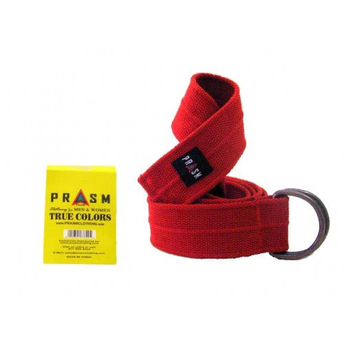 Prasm Unisex D-Ring Canvas Belt - Bright Red - S