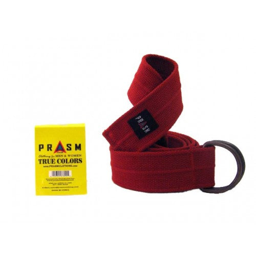 Prasm Unisex D-Ring Canvas Belt - Dark Red - L