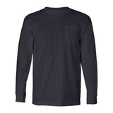 Bayside Usa-Made Long Sleeve T-Shirt With A Pocket - Navy, M