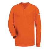 Bulwark Long Sleeve Tagless Henley Shirt - Orange, L