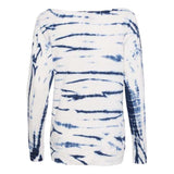 Mv Sport Women'S French Terry Off-The-Shoulder Tie-Dyed Sweatshirt - Navy, S