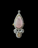 BR462 Anmol necklace set in pink( rose quartz ), Cats eye and pearls ( READY TO SHIP )