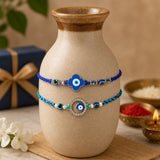 Premium Designer Evil Eye Rakhi Set of 2 for Brother, Bhai – Rakhi Thread, Rakhi Bracelet, Traditional Raksha Bandhan Gift for Bhaiya