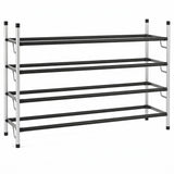 4-Tier Adjustable Freestanding Shoe Rack with Flat or Angled Shelves, Chrome Finish