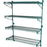 Nexel® Poly-Green® Adjustable Wall Mount Wire Shelving 4 Shelf Starter 54Wx14Dx63H