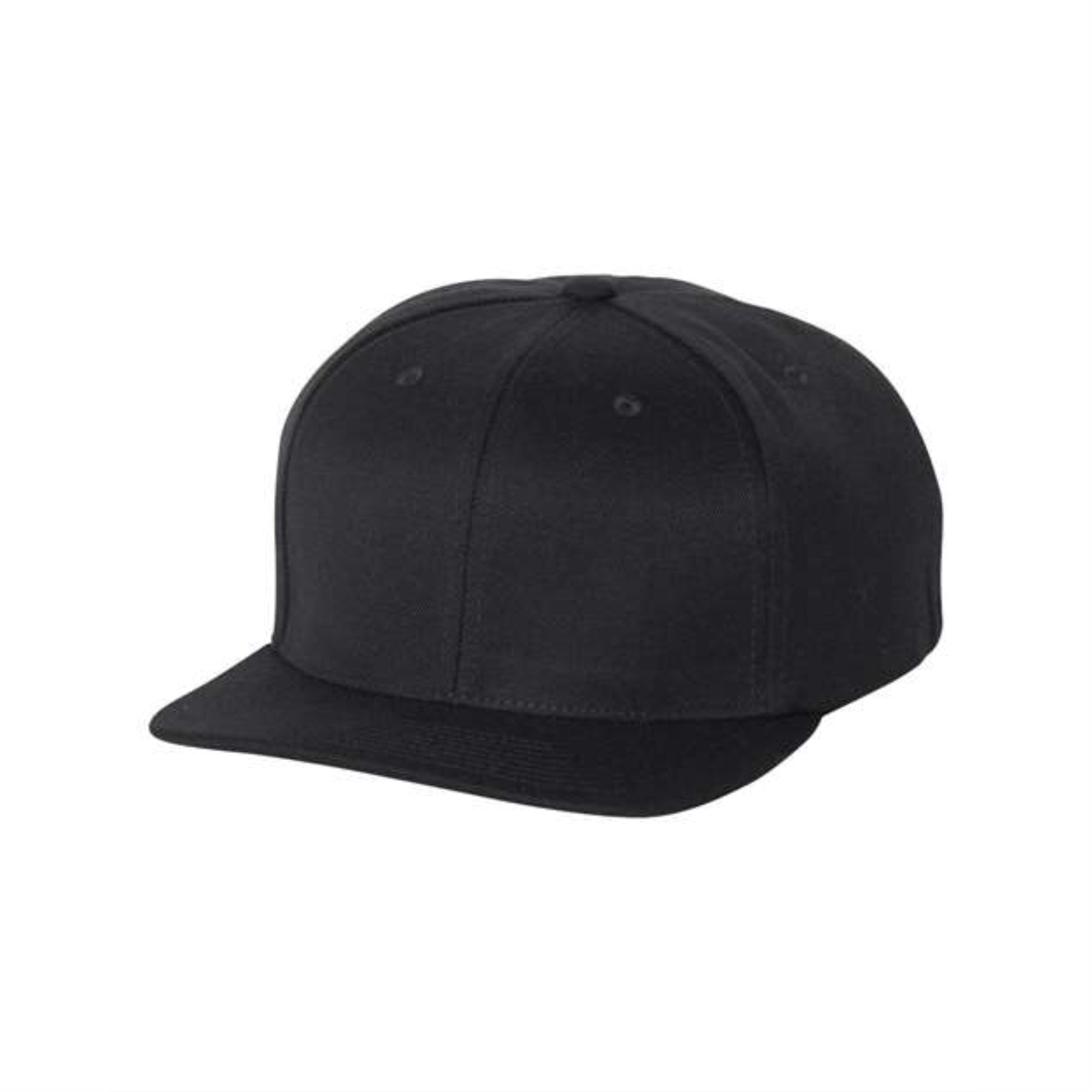 Flexfit 110 Flat Bill Snapback Cap - Black, One Size