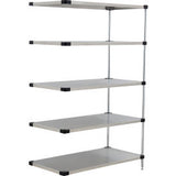 Nexel® 5 Shelf Stainless Steel Solid Shelving Unit Add On 48W X 24D X 86H