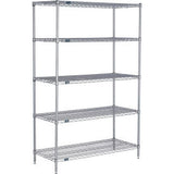 Nexel® 5 Shelf Nexelate® Silver Epoxy Wire Shelving Unit Starter 54W X 18D X 86H