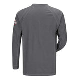 Bulwark Long Sleeve Henley Long Sizes - Charcoal, Lt