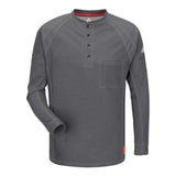 Bulwark Long Sleeve Henley Long Sizes - Charcoal, Lt
