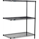 Nexel® 3 Shelf Black Epoxy Wire Shelving Unit Add On 72W X 18D X 34H