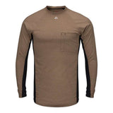 Bulwark Long Sleeve Fr Two-Tone Base Layer With Concealed Chest Pocket - Excel Fr - Khaki, L