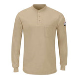 Bulwark Long Sleeve Henley - Long Sizes - Khaki, Lt