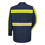 Red Kap Industrial Enhanced-Visibility Long Sleeve Work Shirt - Long Sizes - Navy, Lt