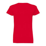 Lat Women'S V-Neck Fine Jersey Tee - Red, L