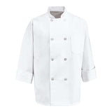 Chef Designs Eight Pearl Button Chef Coat - White, M