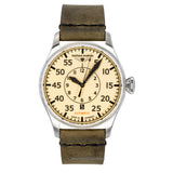 Bauhaus Aviation Leather Strap Beige Dial Automatic 27565 MenS Watch