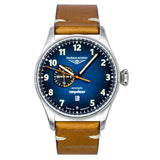 Bauhaus Aviation Tornado Leather Strap Blue Dial Automatic 27643 MenS Watch