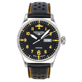 Bauhaus Aviation Leather Strap Black Dial Automatic 27665 MenS Watch