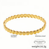 Elegant Gold-Tone Stainless Steel Beaded Bracelet 5.6mm Width, 62mm Inner Diameter