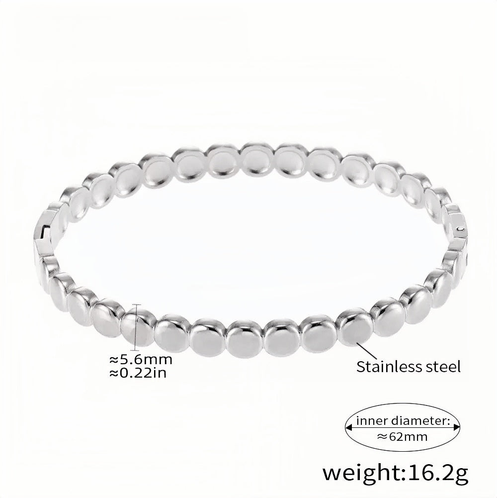 Stainless Steel Round Bead Bracelet 5.6mm Beads, 62mm Inner Diameter