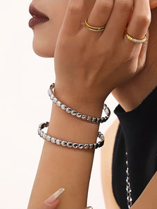 Stainless Steel Round Bead Bracelet 5.6mm Beads, 62mm Inner Diameter