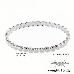 Stainless Steel Round Bead Bracelet 5.6mm Beads, 62mm Inner Diameter