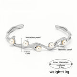 Elegant Imitation Pearl Stainless Steel Cuff Bracelet