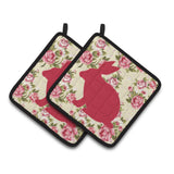 Caroline'S Treasures Rabbit Shabby Chic Yellow Roses Pair Of Pot Holders Bb1002-Rs-Yw-Pthd, 7.5Hx7.5W, Multicolor