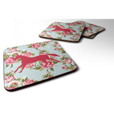 Caroline'S Treasures Bb1003-Rs-Bu-Fc Horse Shabby Chic Blue Roses Foam Coasters (Set Of 4), 3.5 H X 3.5 W, Multicolor,
