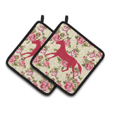 Caroline'S Treasures Horse Shabby Chic Yellow Roses Pair Of Pot Holders Bb1003-Rs-Yw-Pthd, 7.5Hx7.5W, Multicolor
