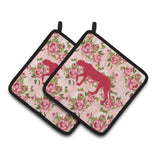 Caroline'S Treasures Leopard Shabby Chic Pink Roses Pair Of Pot Holders Bb1004-Rs-Pk-Pthd, 7.5Hx7.5W, Multicolor