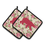 Caroline'S Treasures Bear Shabby Chic Yellow Roses Pair Of Pot Holders Bb1005-Rs-Yw-Pthd, 7.5Hx7.5W, Multicolor